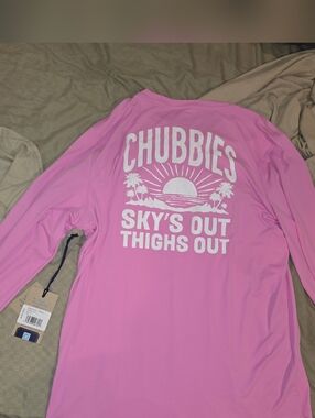 Chubbies Pink Graphic LONG-SLEEVE Tee with White Logo